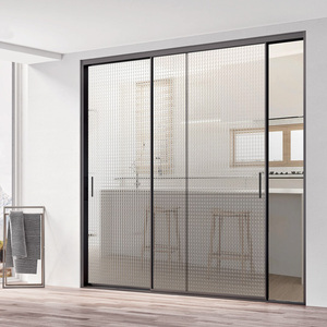 Modern Aluminum Alloy Glass Sliding Door For Villa Kitchen Living Room Balcony Partition Hidden Frame Soundproof Fireproof