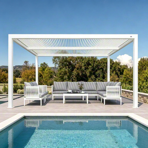 Bioclimatic Adjustable Louver Roof Aluminum Pergola Modern Windproof Anti-Corrosion