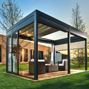 Motorized Aluminum Louvered Pergola Waterproof Retractable Garden Shade Roof