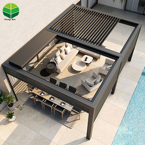 Motorized Retractable Pergola Aluminum Waterproof Louvered Roof Fully Automatic