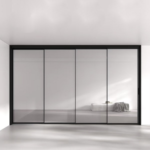 Slim Polymer Glass Door Minimalist Windproof Hidden Sliding Door
