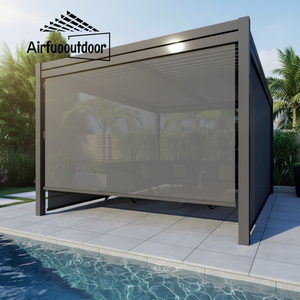 Luxury Motorized Aluminum Bioclimatic Pergola Powder Coated Screen Glass Door